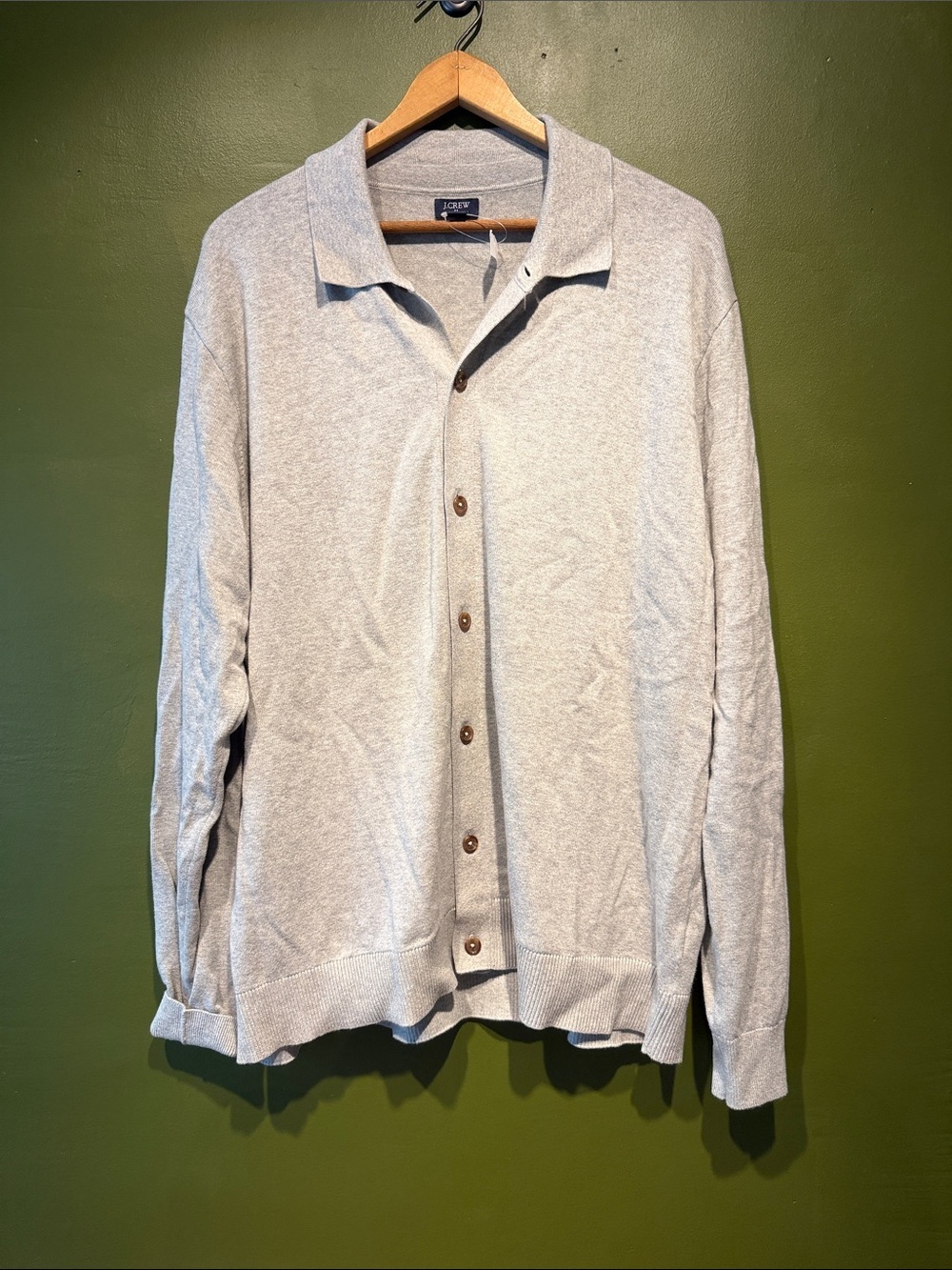 J. Crew Men's Light Gray Button-Up Cardigan